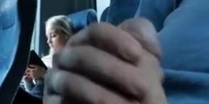 Flash Curious Blonde Teen on Bus