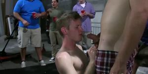 Frat twinks wrestle and suck cock