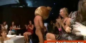 Redhead sucks stripper at cfnm party