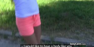 Lesbo teens fuck after outdoor walk