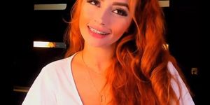 Ridiculously hot red head shows off braces with mouth tour
