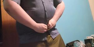 Trying to fit into an old shirt