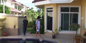 GAY ASIAN NETWORK - Asian cums on pool twink