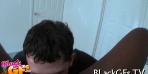 Busty black babe enjoys rear fuck - video 4