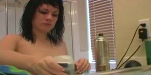 Hottie teen emo in the bathroom fixing part2 - video 1