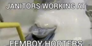 Janitors working rough at femboy hooters