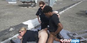 Officer Smith gets her tight pussy expanded by criminals cock on rooftop
