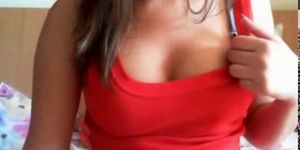 Woman with nice tits on the bed
