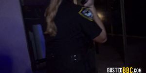 Big breasted milfs in cop uniforms like to get their pink pussy deep penetrated by a big black prick