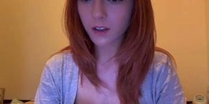 Busty natural redhead shaves her pussy front the webcam