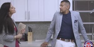 Alexis gets her pussy stuffed in the kitchen hard