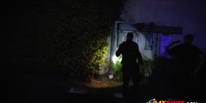 Gay officers chase down car thief and bang his asshole