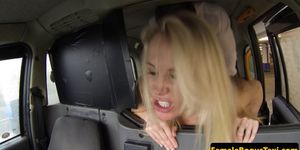 FEMALE BOGUS TAXI - Busty UK cabbie doggy styled before rimming