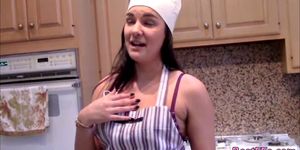 Brunette Horny college bitches gets kitchen fuck