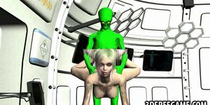 Rondborstige 3D blonde babe wordt hard geneukt door een alien