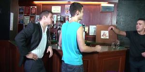 BIG DICKS AT SCHOOL - Brits in pub threeway facializing stud