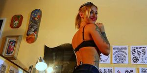 Hot tattooed Kleio Valentien sucks cock - Full scene at PornoPyro com