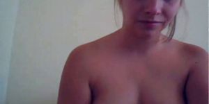 Red nippled blonde pumps her tits - video 2