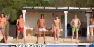 Six naked girls by the pool from italia - video 2