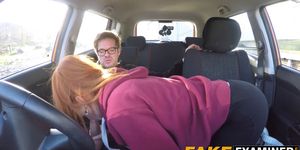 FAKE EXAMINER - Young redhead slut pussy examined at her driving test