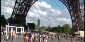 Eiffel Tower risky public threesome sex