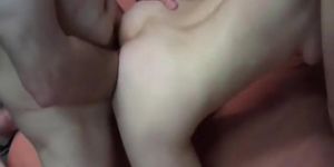 Gang bang double fisting and ass fucked teen