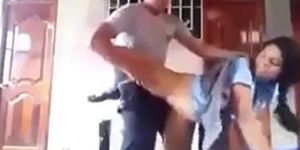Police officer fucking school girl outdoor - video 1