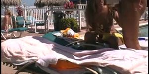 Horny Couple Fucking Outside By The Pool