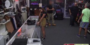 Busty Brunette College teen gets fucked hard by the pawnshop owner