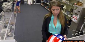 Big boobs babe screwed by horny pawn guy