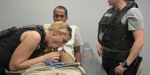 Two White Female Cops Suck Black Dick And Make Him Eat Pussy