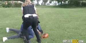 Police run through football field to catch horny thief