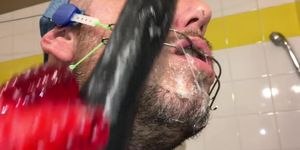 Horny deepthroat full of spit with braces and double headgear
