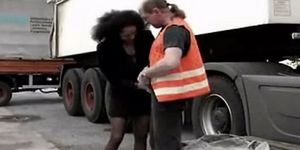white trucker fucks black woman