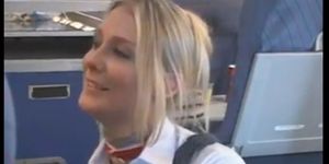 AMWF Blonde Flight Attendant interracial with Asian guy