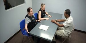 White Female Cops With Black Suspect In Room Sucking His Dick