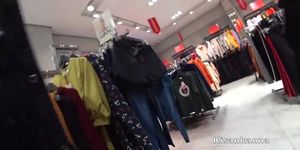 I walked with a friend to the shops and in the fitting room could not resist and arranged a Blowjob