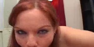redhead show her body and swallows deep