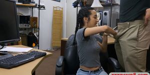 Small tits gal railed by horny pawn guy at the pawnshop