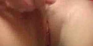 Horny blonde masturbating on the to - video 1