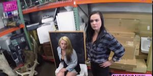 Sexy lesbians couple trying to tricked pawnshop staff to get some cash