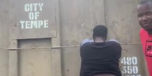 Black girl gets spanked for not wiping down the dumpster