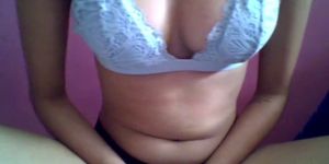 Omegle - Skinny Hairy Girl 19 gets Wet and 1/2