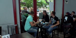 Blonde sucking outdoor and in public bar (Steve Holmes)