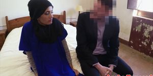 Gorgeous muslim babe spoon fucked for cash