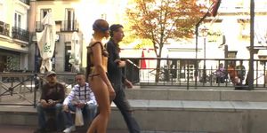 Naked babe in plastic corset public disgraced (Bianca Resa)