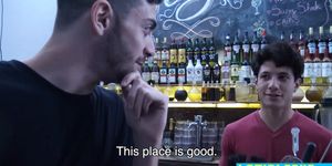 Latino stud sucks bartendars cock and anal fucked hard