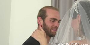 The true transsexual bride sucked and fucked at hotel room with Natalie Mars