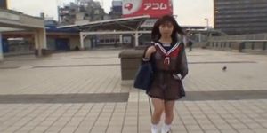 Mikan Cute Asian student flashes her part6 - video 1
