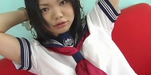 JSCHOOL GIRLS - Young Kokone plays with her wet vag on cam